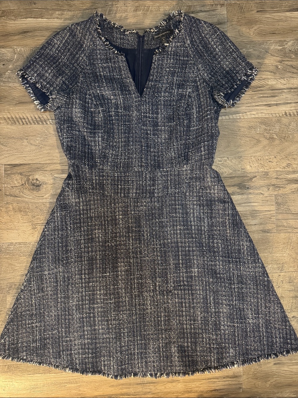 Banana Republic Navy Tweed Fit-and-Flare Dress